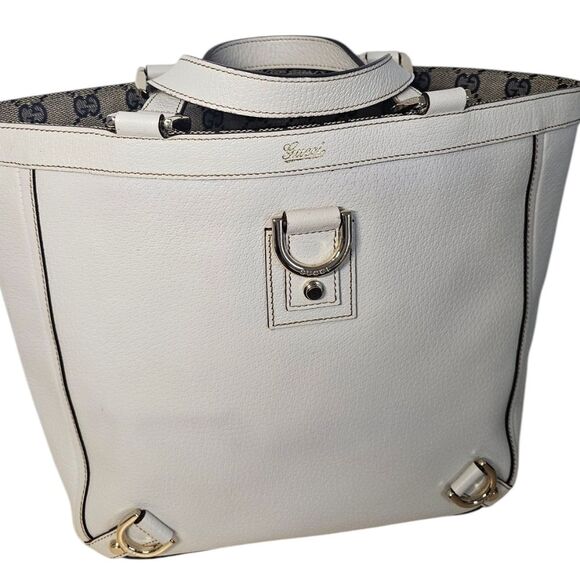 Gucci Abbey-D Ring Leather Tote White - Picture 5 of 12